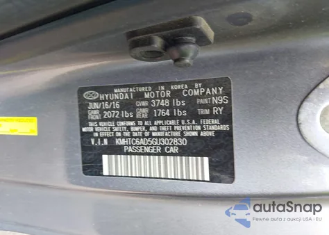 2016 Hyundai Veloster z USA, uszkodzony, nr VIN KMHTC6AD5GU302830